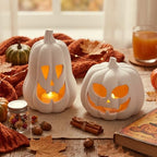 Tioncy Halloween Decor Terracotta Jack O Lantern Pumpkin Decor,Beige - Image 4