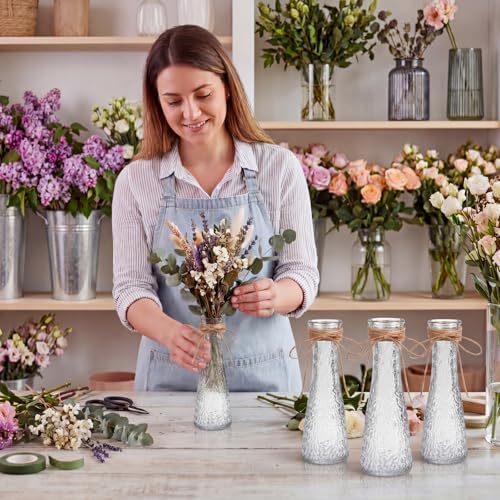 Set of 12 Clear Glass Bud Vases for Centerpiece, Water Ripple - Image 5