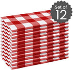 Cotton Clinic Set of 12 Cloth Napkins Gingham Check 100% Cotton 20x20 inches - Soft Durable Washable - Ideal for Events Wedding Christmas Easter - Perfect Everyday Use Table Dinner Napkins Red White - Image 2
