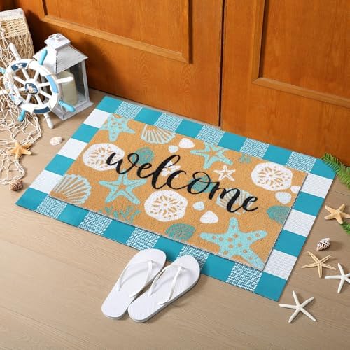 Tinideya 2 Pcs Summer Coastal Door Mat Beach for Front Porch Decor - Image 7