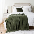 BATTILO HOME Olive Green Throw Blanket for Couch, 60"x80" - Image 5