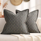ZWJD Pillow Covers 24x24 Set of 2 Soft Polyester Textured Pillow Covers with Stylish Flange Edge Cozy Farmhouse Throw Pillows for Couch Bed Sofa Living Room by ZWJD