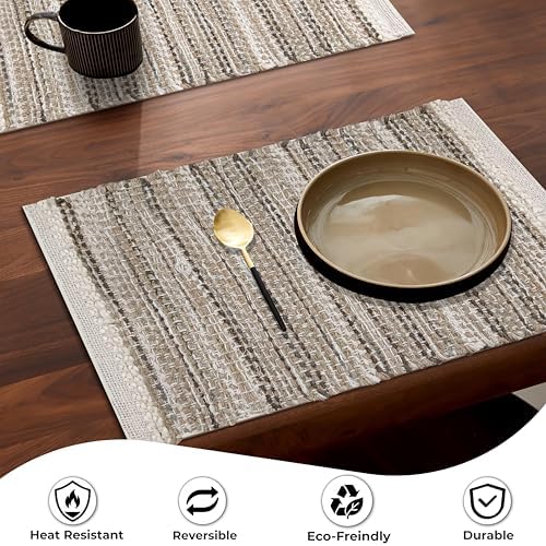 Hausattire Woven Table Placemats Set of 4 - Olive Green Christmas Jute Outdoor Table Mats for Kitchen Dining Decoration |Heat Resistant Farmhouse Dinner Spring Easter Placemat |13x19 Inch - Image 5