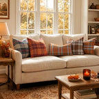 MIULEE Fall Plaid Decorative Euro Sham Pillow Covers Set of 2 24x24 Rust - Image 4