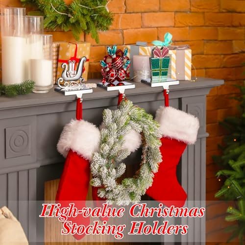 Therwen Set of 8 Christmas Stocking Holders,Retro Style,Multicolor - Image 3
