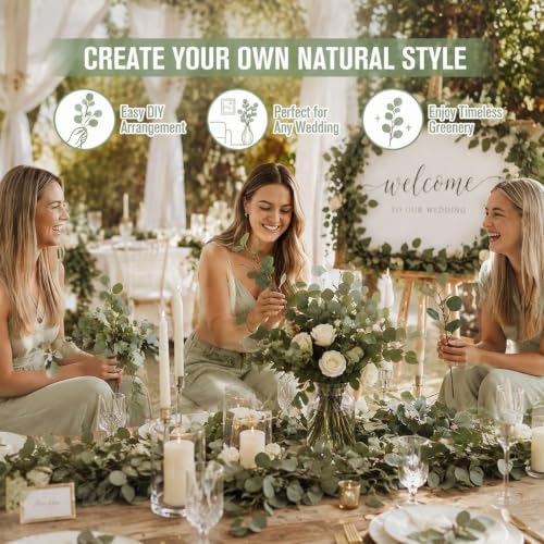 Waydress 40 Pcs Artificial Eucalyptus Stems, 23.6" Faux Greenery for Vases - Image 6