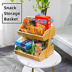 VIKEYHOME 2-Tier Bamboo Fruit Basket - 11" Tall Kitchen Countertop Stand - Image 5