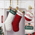 Personalized Christmas Stockings,Custom Embroidered Name & Monogram Knit Stockings for Kids,Family,Red/Green Cable Knit 18" Christmas Stocking for Fireplace Holiday Decor Gifts(6 Pack) - Image 2