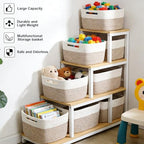 6 Pack Woven Rope Baskets, 12.6"×9"×7.8" Storage Bins, White&Brown - Image 4