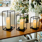 HPC Decor 3PCS Black Metal Candle Lanterns - 7in, 9in, 11in - Modern Farmhouse Decor for Home, Wedding, Party, Holiday - Image 3