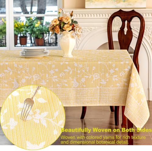 Midsummer Breeze Yellow Floral Farmhouse Tablecloth Rectangle 60x102 inch - Image 2