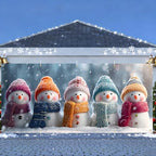 Christmas Garage Door Banner 7x16FT, Colorful Snowmen Family with Winter Scarves, Large Outdoor Xmas Garage Door Cover, Decoration for Driveways, Holiday Parties and Winter Festivities - Image 2