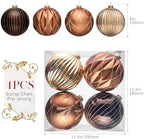 JORNOY Christmas Balls Ornaments Set, 6 inch/150mm Extra Large Shatterproof Plastic Hanging Bulbs for Xmas Tree Decorations Holiday Party with String, 4 Pack-Brown - Image 5