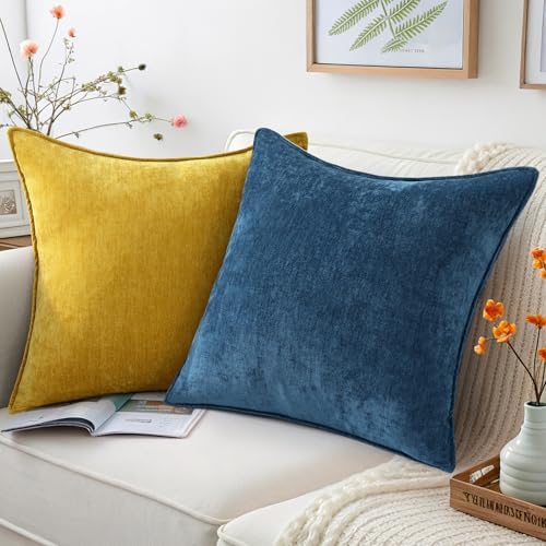 decorUhome Chenille Poseidon Velvet Throw Pillow Covers 20x20 Set of 2 - Image 5