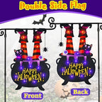 Halloween Lighted Garden Flag, Witch Feet Yard Decor, 12x18 in - Image 4