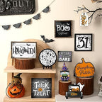14 Pcs Halloween Tiered Tray Decor Set, Gnome Wood Table Signs (Terror) - Image 4