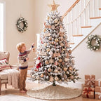 Civaner 48in Beige Snowflake Christmas Tree Skirt Faux Fur - Image 6