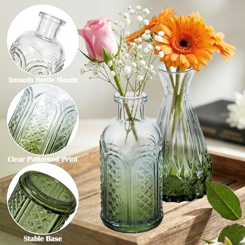 Glass Bud Vases in Bulk Small Mini Dark Green Vase for Flowers 40pc - Image 5