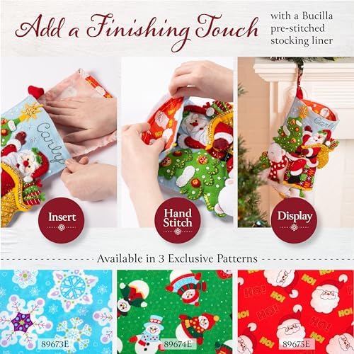 Bucilla Felt Applique 18" Stocking Making Kit, Santa and Friends, Perfect for DIY Arts and Crafts, 89330E - Image 4