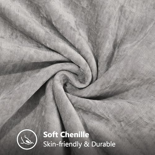 decorUhome Soft Chenille Throw Pillow Covers 22x22 Set of 2 Neutral Gray - Image 2