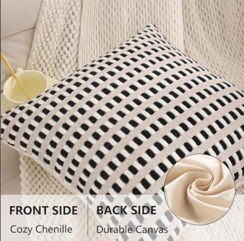 Black and White Throw Pillow Covers 18x18 Set of 2 Boho Decor - Image 3