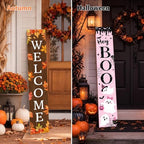 Fall Porch Sign Double Side, 47.2", Front Door, Pink Halloween - Image 6