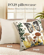 Embroidered Throw Pillow Covers 18x18 Inch - Set of 2 Summer Decorative Pillow Covers with Zipper Aesthetic Cute Design Throw Pillowcases for Couch Sofa Bed, Butterfly Moon - Image 4