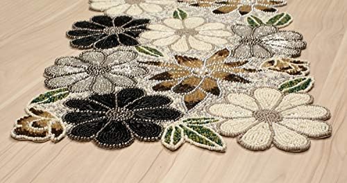 Lightnpro Floral Handmade Decorative Thanksgiving Christmas Beaded Table Runner - Perfect for Xmas Easter Fall Harvest Autumn Table Décor - Handmade by Skilled Artisans- 13x36 - Brown Combo - Image 4