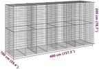 vidaXL Gabion Basket with Cover 157.5"x39.4"x78.7" Galvanized Iron - Image 3