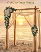 40 inch 2 Pack Faux Wedding Arch Flowers, Ivory White Floral Swag - Image 4