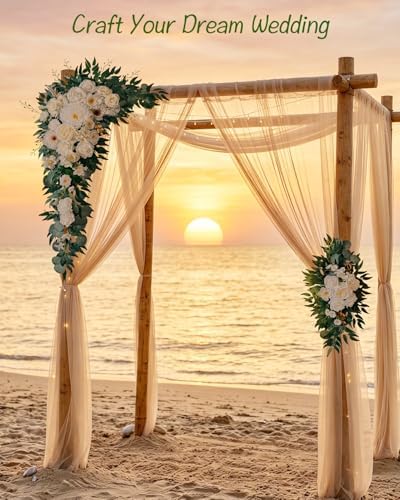40 inch 2 Pack Faux Wedding Arch Flowers, Ivory White Floral Swag - Image 4