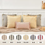 ZWJD Red Throw Pillow Covers 18x18 Set of 2 Striped Pillow Covers with Fringe Chic Cotton Decorative Pillows Square Cushion Covers for Sofa Couch Bed Living Room Farmhouse Decor - Image 5