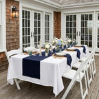 Solino Home 100% Pure Linen Table Runner Navy Long, Fete 14 x 108 in - Image 2