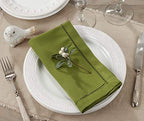 SARO LIFESTYLE Classic Hemstitch Cloth Napkins (Set of 12) - Elegant Everyday Dinner Napkins with Textured Fabric and Hemstitched Border for Dining Tables and Formal Entertaining, 20"x20", Kiwi - Image 4