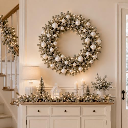 Lunmon 64 Pcs White Christmas Ball Ornaments Modern Xmas Tree Decorations - Image 5