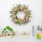 Yawwind 22 Inches Summer Wreaths for Front Door Green Spring Floral Wreath Summer Door Wreath Wildflower Wreaths with Lavender Daisy for Indoors Windows Porch Wall Outside All Season - Image 6