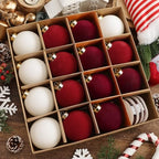Simgoing 15 Pcs Velvet Christmas Ornaments 3.15'' Burgundy Red White by Simgoing