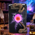 Halloween Spellbook Statue with LED Eyeball 8.3" Resin Spooky Table Decor - Image 2