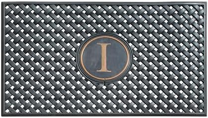A1HC Natural Rubber Front Door Mat 24x39 inches, Monogrammed Doormat for Entryway, Heavy Duty Shoe Scraper Welcome Mat for Porch, Patio & Outside Entrance - Black by A1HomeCollectionsLLC