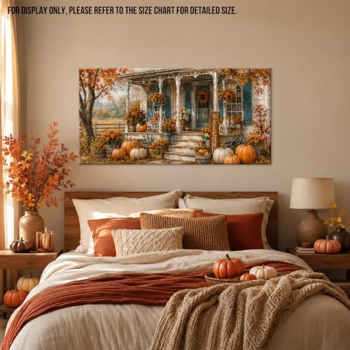 WAXWHELK Fall Farmhouse Canvas Wall Art, Autumn Rustic Farmhouse Pumpkin Porch Welcome Sign Painting Pictures, Thanksgiving Artwork for Living Room Bedroom Home Decor (30"x60") - Image 4