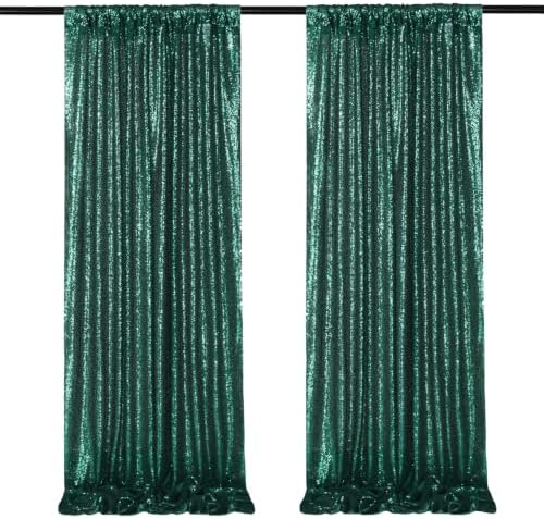 Green Sequin Backdrop Curtains,2 Panels 4FTx8FT Curtain Backdrop for Party by SoarDream
