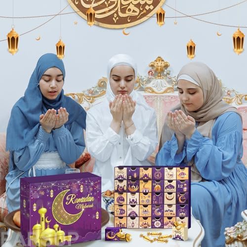 Ramadan Advent Calendar with Drawers, 30 Empty Boxes for 30 days, Eid Mubarak Coutdown Calendar Fillable Ramadan Gift, Islamic Art, Cardboard Number Storage Box, Ramadan Party Supplies - Purple - Image 6