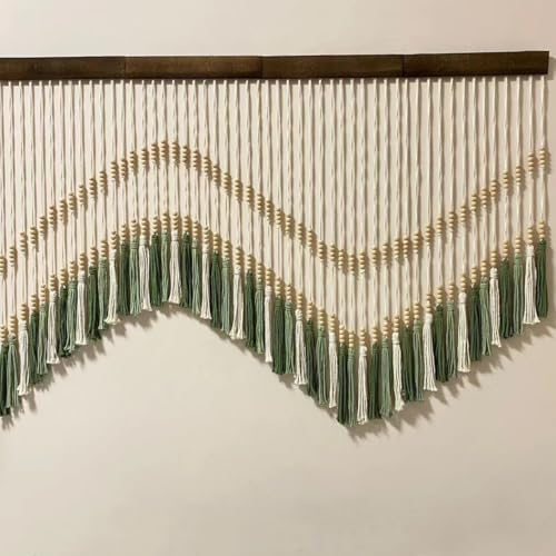 Megsv Macrame Wall Hanging, Green and White Tassel Design, Boho Wall Art - Image 4