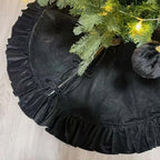 60 Inch Large Christmas Tree Skirt, Black Velvet with Ruffled Edge for Big Trees Decorations for Home Party Festival by Amidaky