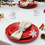 ZeeDix Christmas Silver Snowflake Napkin Rings Set of 24, Napkins Ring for Dinning Table - Rustic Dinner Tables Decoration for Wedding Receptions Christmas Thanksgiving Holiday Party Dinner Parties - Image 6