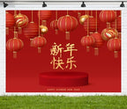 12x10ft Fabric Chinese New Year Backdrop Red Lanterns Lunar New Year Photography Background Traditional Chinese Character Backdrops for Chinese New Year Party Decorations Photoshoot Props - Image 2