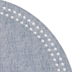 Bodrum Pearls Round Embroidered Placemats Set of 4 – 15" Elegant Table Mats for Dining, Weddings & Special Occasions, Decorative, Wipe-Clean Vinyl Placemats, Bluebell/White - Image 2