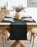ZeeMart Linen Checked Farmhouse Placemats Set of 6, Black 13x19in - Image 5