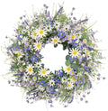 22 Inches Summer Wreaths for Front Door Blue Summer Door Wreath Spring Floral Wreath with Wildflower Lanvender for Wall Porch Indoors Outdoor Window Home Decorations by DIYFLORU