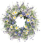 22 Inches Summer Wreaths for Front Door Blue Summer Door Wreath Spring Floral Wreath with Wildflower Lanvender for Wall Porch Indoors Outdoor Window Home Decorations by DIYFLORU